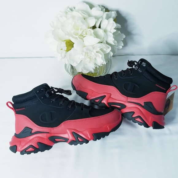 Champion Bromad C Lock Black/Scarlet Red Sneaker Boots Size 7 Youth - Picture 2 of 16